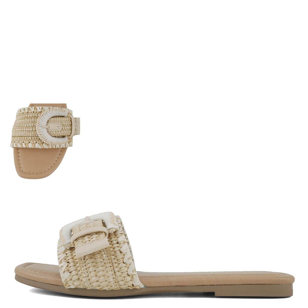 Soda Sarah Raffia Buckle Sandal