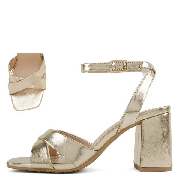 Soda Yule Cross Strap Chunky Heel