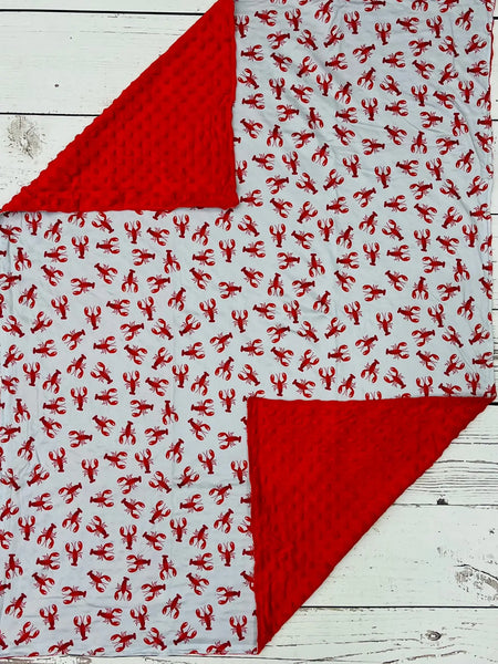 Baby Red Minky Crawfish Blanket