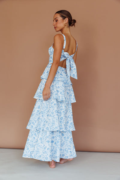 Tie Up Tiered Skirt Maxi Dress