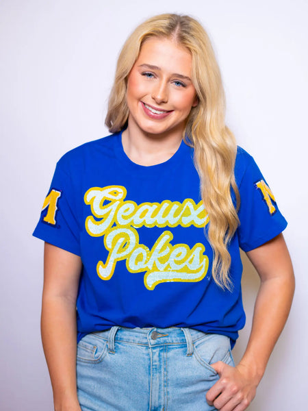 Mcneese State University Geaux Pokes Sequin Tee