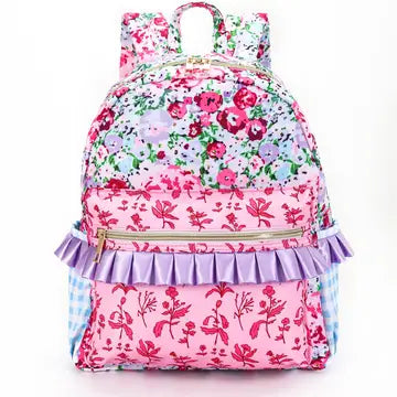 Girls Floral Ruffle Backpack