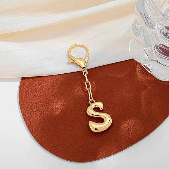 Bubble Letter Monogram Bag Charm Key Chain
