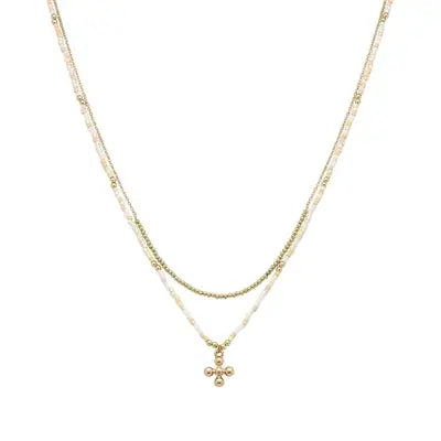 Beaded Cross 16"-18" Necklace