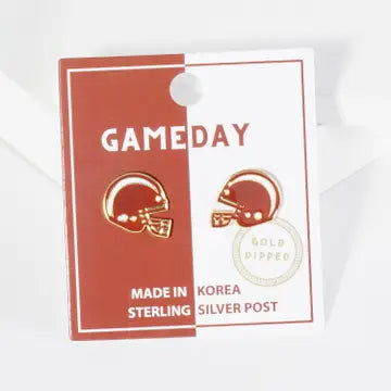 Enamel Football Helmet Stud Earrings