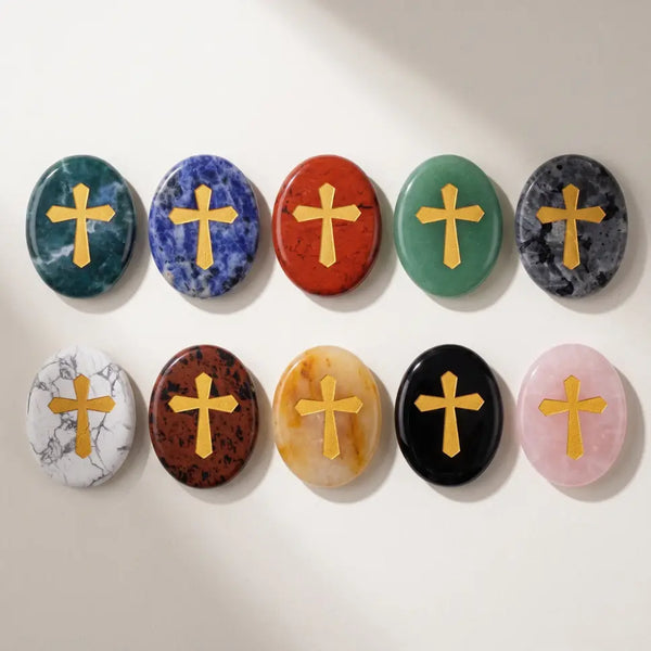 Cross Engraved Pocket Prayer Stone
