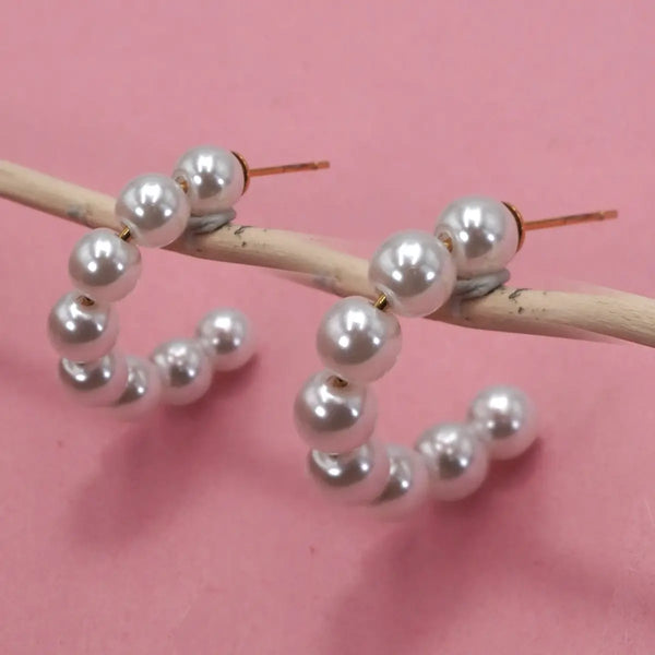 Pearl Beaded Hoop Earrings