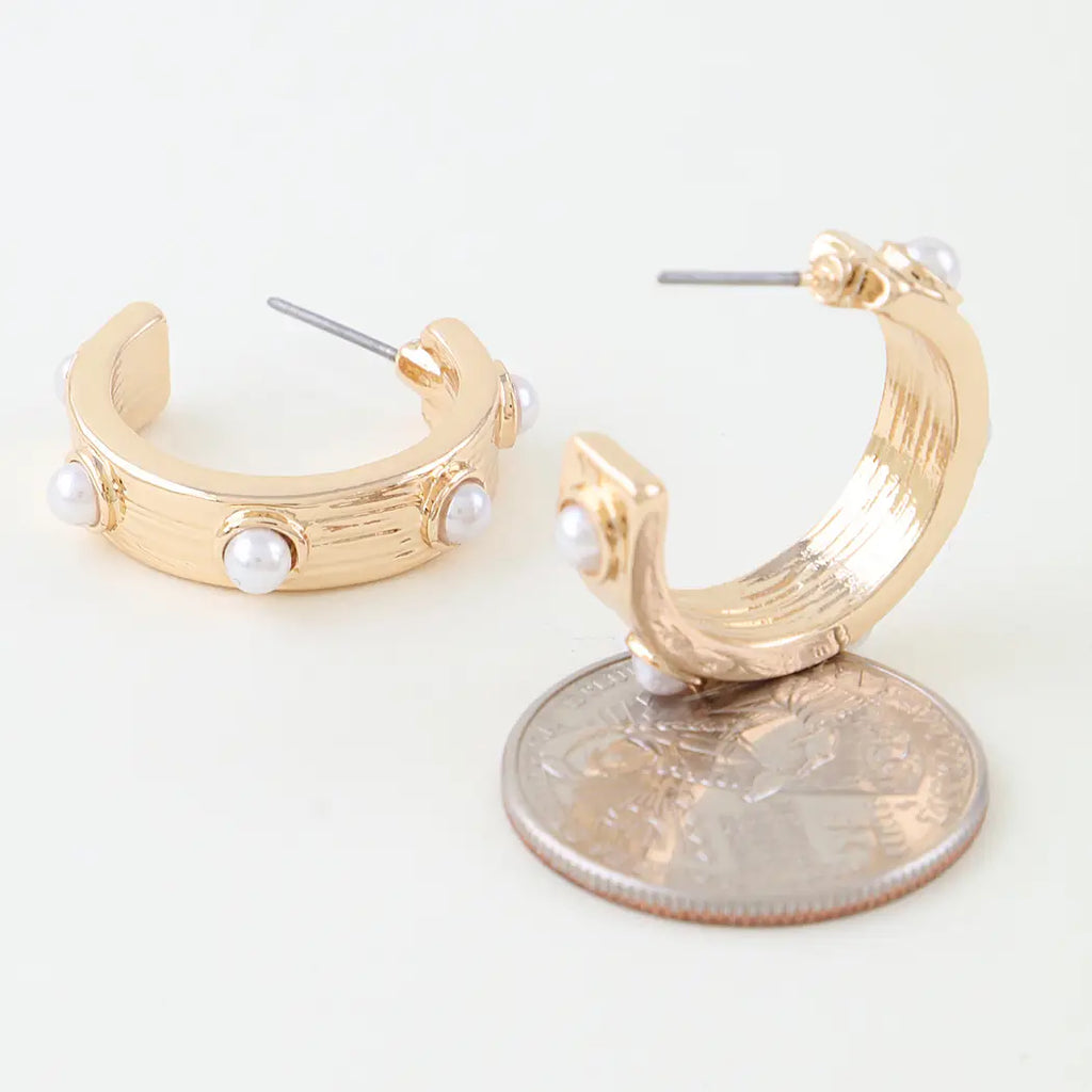 Pearl Studded Hoop Earrings