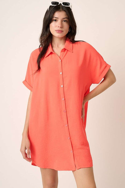 Dolman Short Sleeve Mini Shirt Dress