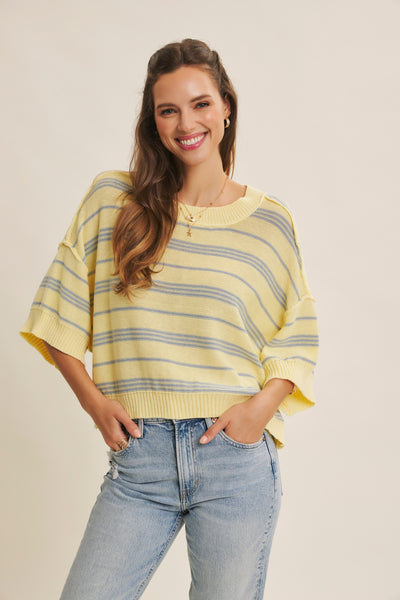 Stripe Sweater W/ Drop Shoulders