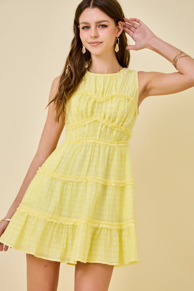 Sleeveless Textured Tiered Dress