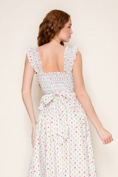 Smocked Bodice Top & Midi Skirt Set