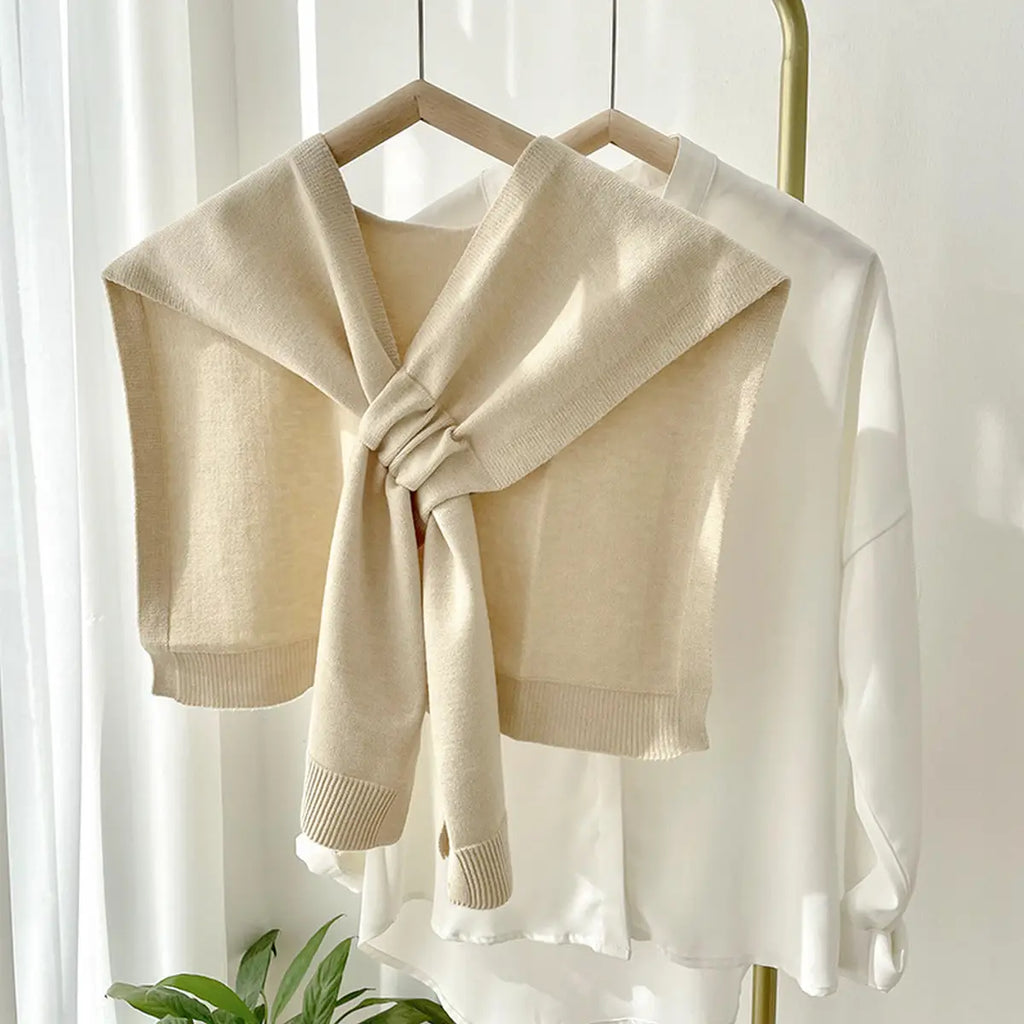 Solid Color Knitted Knotted Shawl
