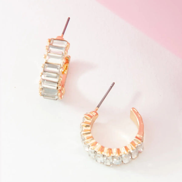 Baguette Stone Circle Hoop Earrings