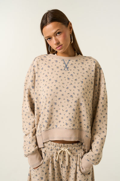 Floral Asymmetrical Relaxed Fit Sweatshirt