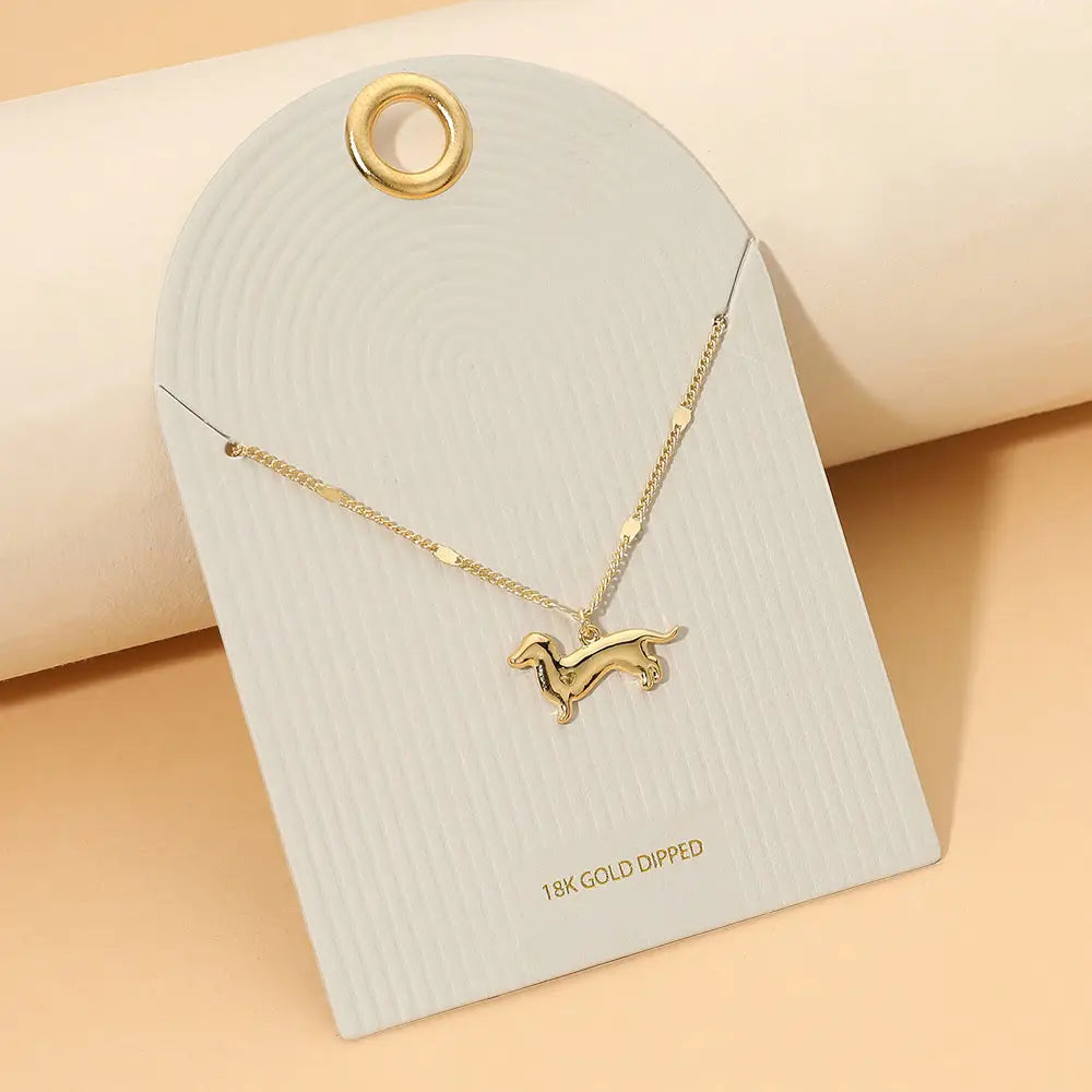 18K Gold Dipped Dachshund Dog Pendant Necklace