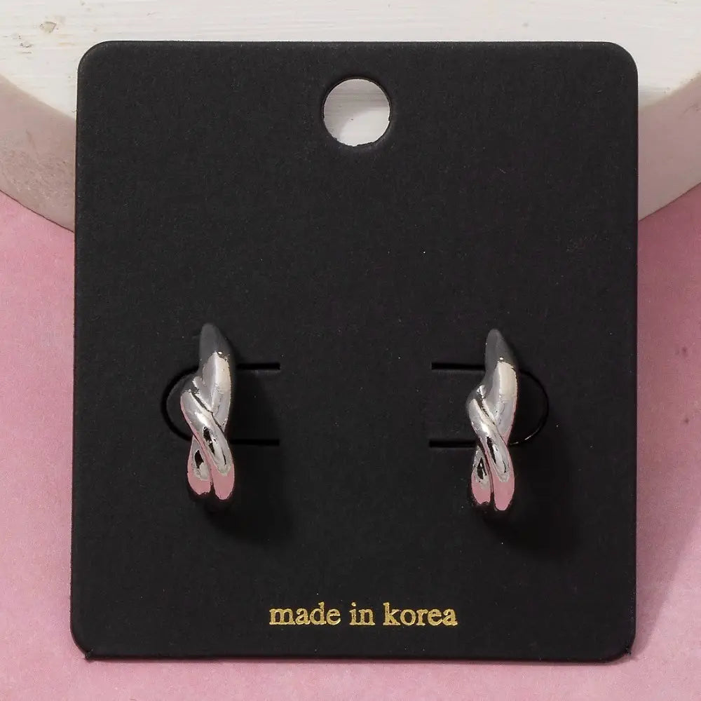 Twisted Knot Huggie Hoop Earrings