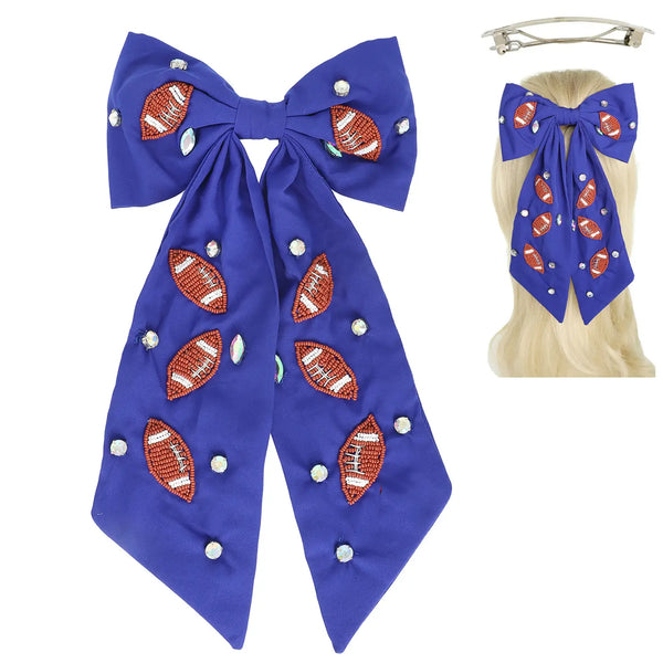 Football Embroidered Barrette Hair Clip