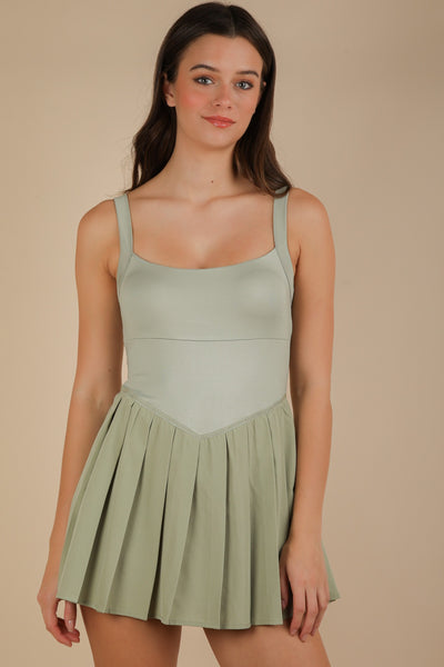 Pleated Skirt Dress W/ Under Shorts