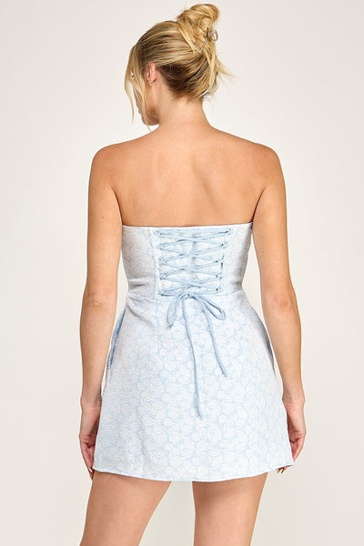 Jacquard Sleeveless Floral Mini Dress