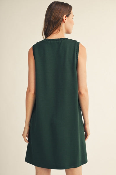 Smocking Edge Solid Shift Dress