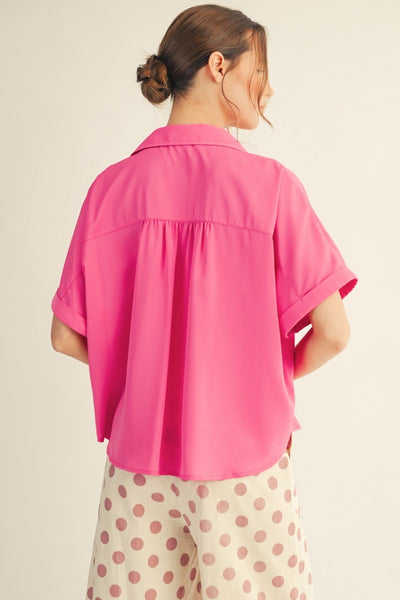Pearl Button Detail Solid Top