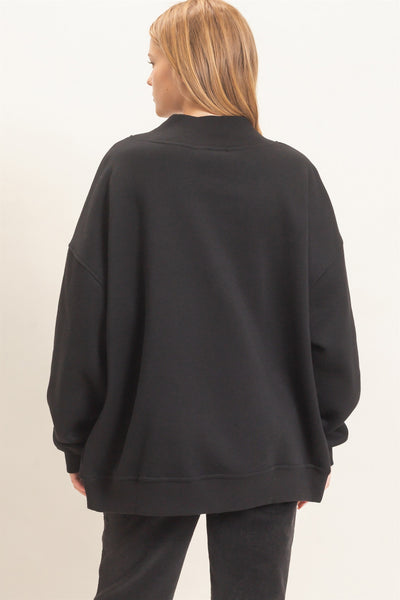 Enzyme Washed Mock Neck Sweatshirt