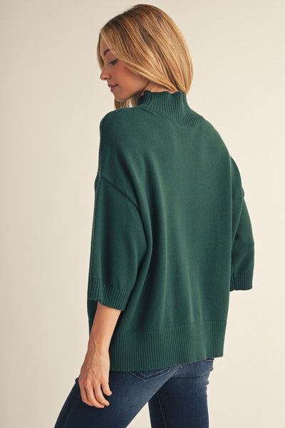 Drop Shoulder Turtleneck Sweater Top