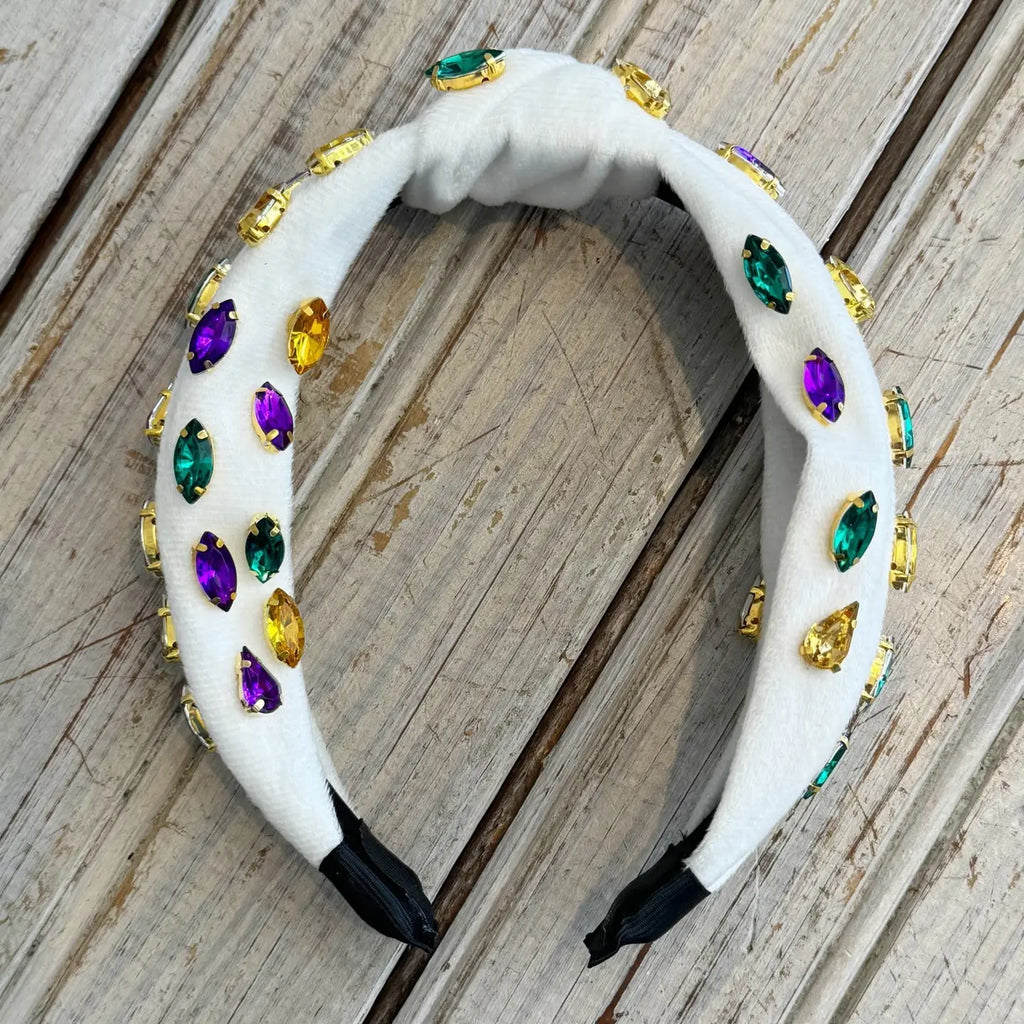 Rhinestone Mardi Gras Velour Headband