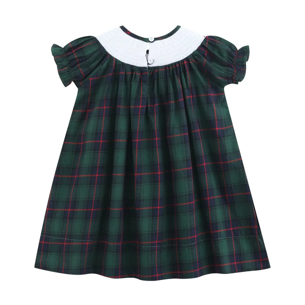 Plaid Christmas Santa Smocked Bishop Dress