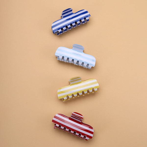 Retro Striped Rectangular Hair Claw Clip