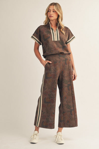 Zip Up Floral Top & Pants Set