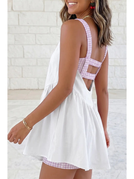 Gingham Contrast Patchwork Mini Dress