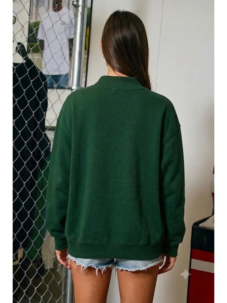'MERRY' Polka Dot Mock Neck Sweatshirt