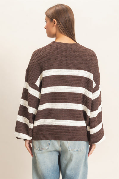 Textured Striped Oversized Sweater