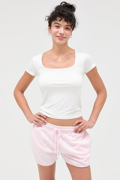 Square Neck Cap Sleeve Top