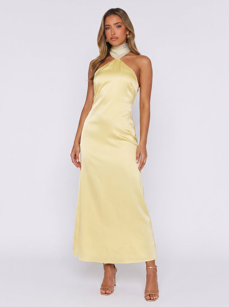 Halter Neck Backless Maxi Slip Dress
