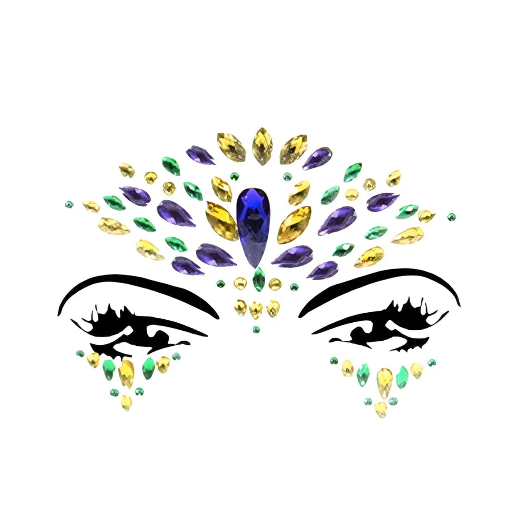 Purple, Green & Gold Mardi Gras Crystal Stick On