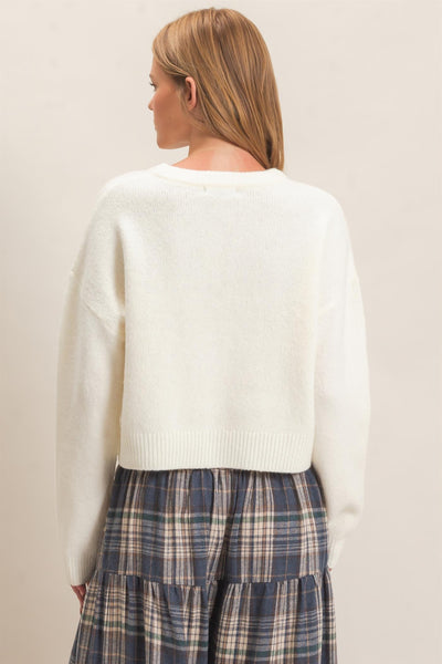 Crew Neck Cardigan Sweater