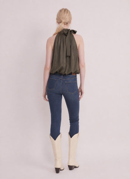 Sleeveless Bow Neck Detail Halter Top