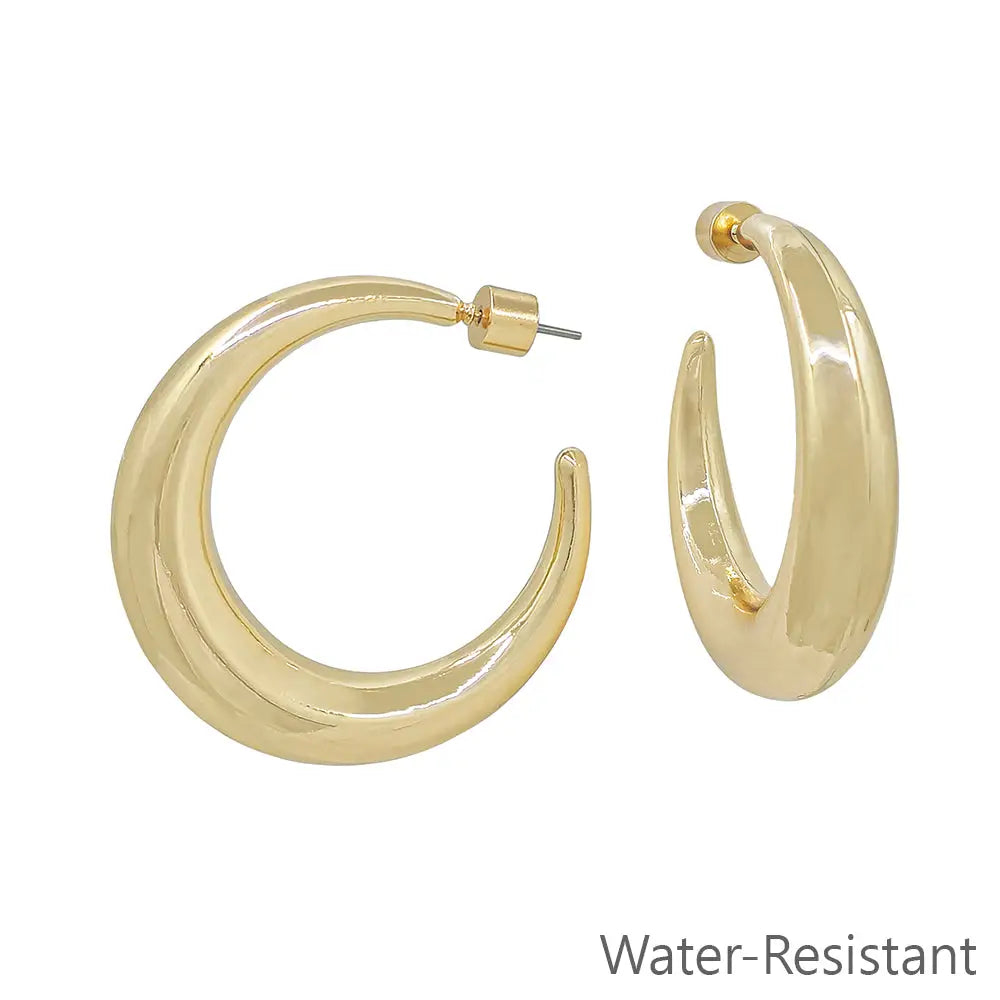 Gold Rounded 2" Hoop Earrings