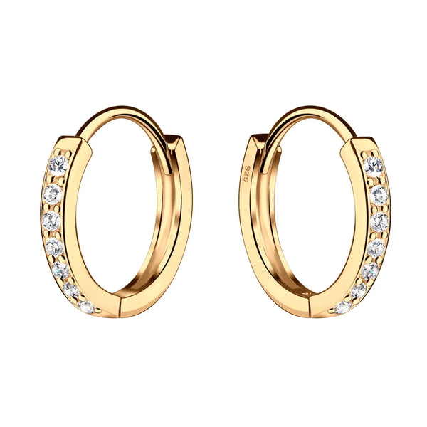 14K Gold-Plated Huggie Cz Hoop Earrings