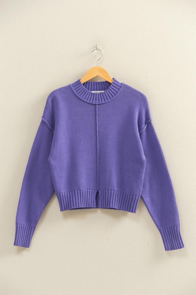 Mock Neck Seam Front Sweater