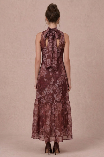 Soft Organza Mock Neck Maxi Dress
