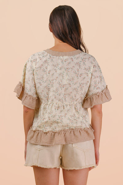 Floral Ruffle Hem Blouse Top