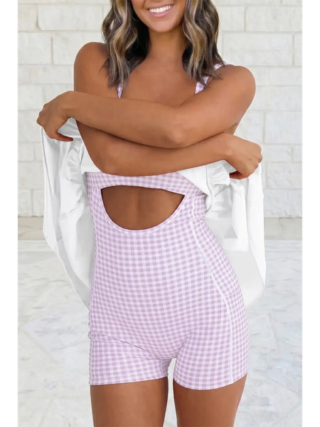 Gingham Contrast Patchwork Mini Dress