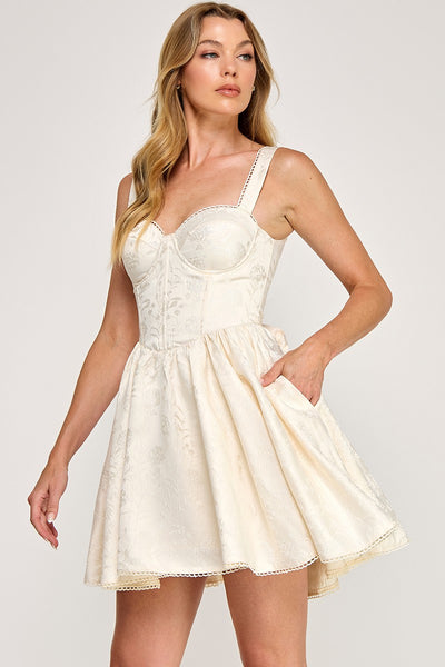 Jacquard Fit And Flare Mini Dress