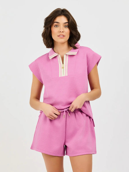 Mary Square Porter Textured Top & Shorts Set