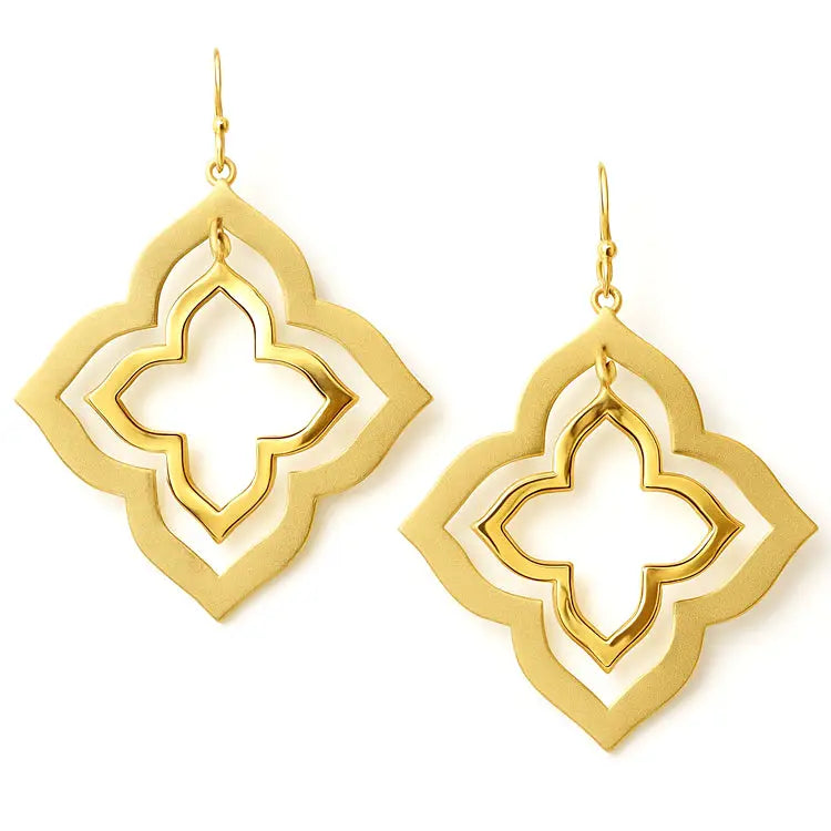 Gold Metal Clover Layered Earrings