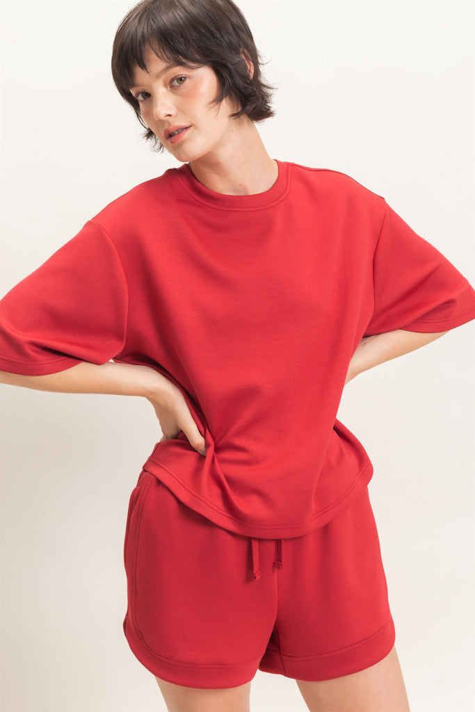 Loose Fit Crew Neck Short Sleeve Top
